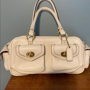 Rare Coach baseball leather small white satchel